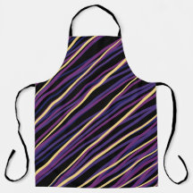Modern Purple & Gold Diagonal Stripes Apron