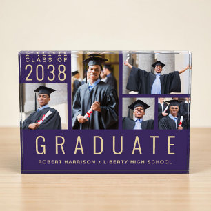 Modern Purple Gold Graduation Photo Block