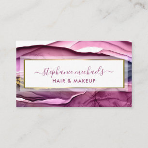 Modern Purple Gold Liquid Ink Abstract Business Card