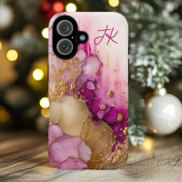 Modern Purple Gold Marble Monogram Personalised