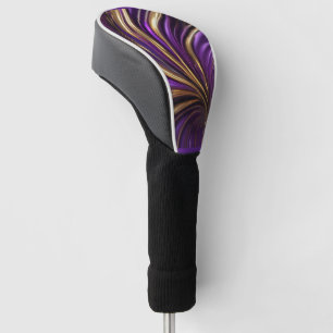 Modern Purple Gold Swirl Golf Head Cover