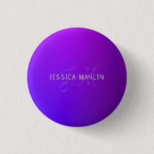 Modern Purple Gradient Name & Monogram  3 Cm Round Badge
