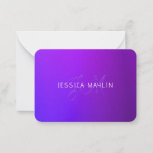 Modern Purple Gradient Name & Monogram  Card