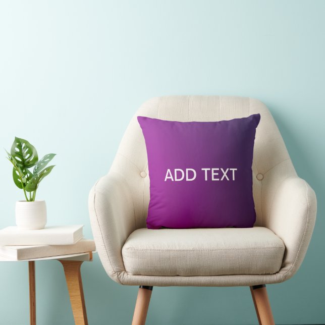 Modern Purple Gradient Ombre & Editable White Text Cushion (Chair)