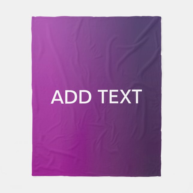 Modern Purple Gradient Ombre & Editable White Text Fleece Blanket (Front)