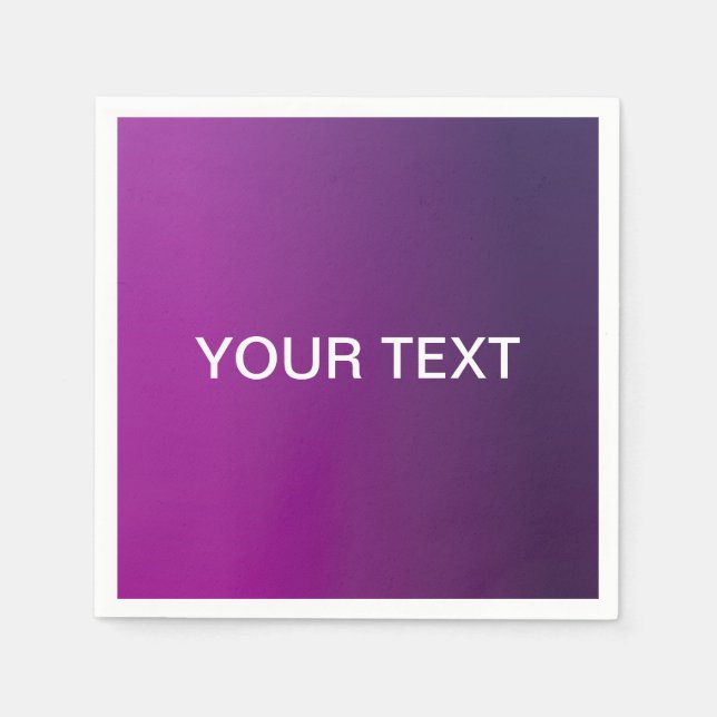 Modern Purple Gradient Ombre & Editable White Text Napkin (Front)