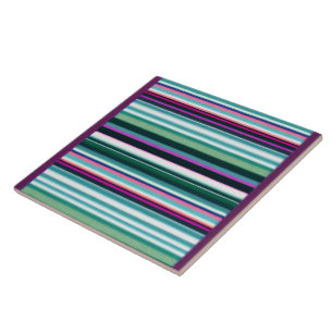 Modern Purple Green Stripes Collection Tile