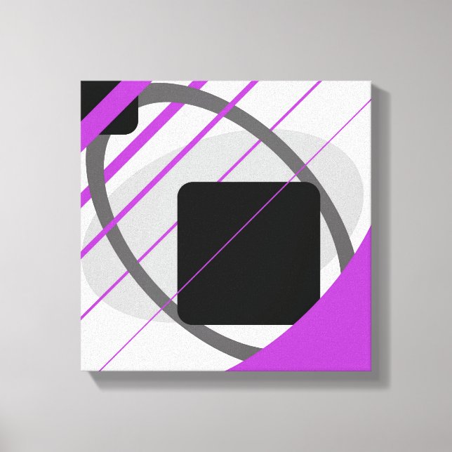 Modern Purple Grey Black Off White Wrapped Canvas (Front)