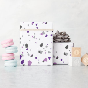 Modern Purple Grey Terrazzo Pattern Wrapping Paper