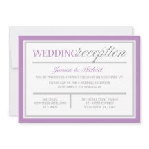 Modern Purple & Grey Wedding Reception Invitations