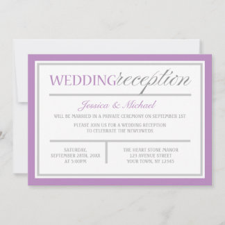 Modern Purple & Grey Wedding Reception Invitations
