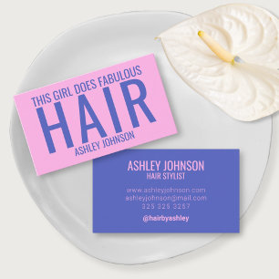 Modern purple hair stylist typography business card