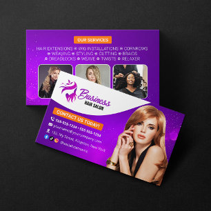Modern Purple HairStylist Beauty Salon Hairdresser Business Card