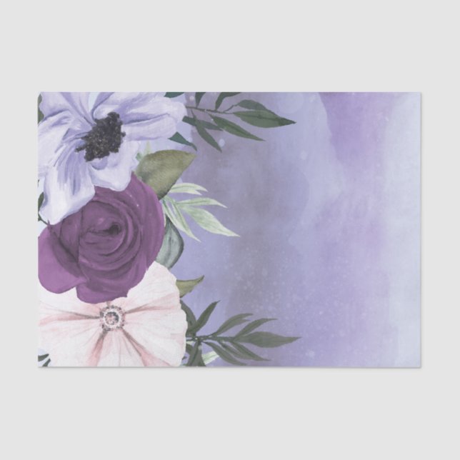 Modern Purple Lavender Floral Watercolor Wedding Tissue Paper (Front)