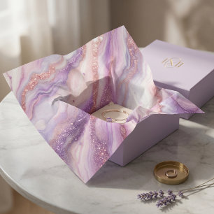 Modern Purple Lavender Marble with Glitter Veins Tissue Paper
