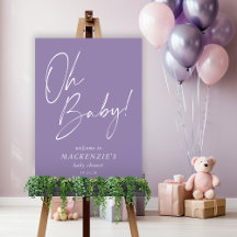 Modern Purple Lavender Oh Baby Baby Shower Welcome