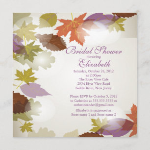 Modern Purple Leaf Bridal Shower Invitation