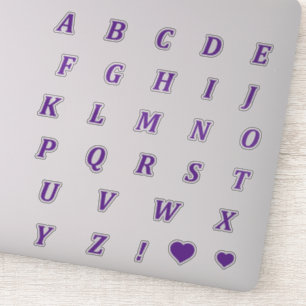 Modern Purple Letters   Monogram Alphabet Stickers