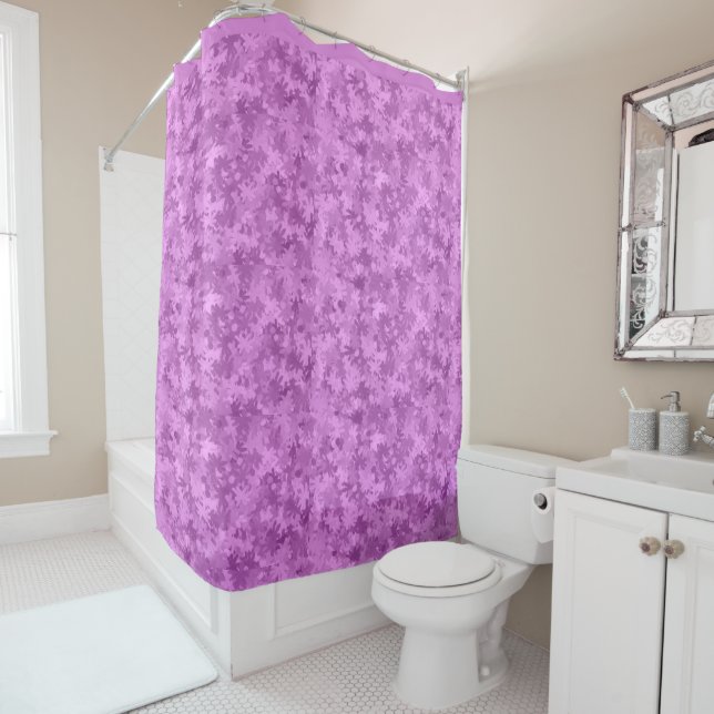 Modern Purple Lilac Flower Bloom Pattern Unique Shower Curtain (In Situ)