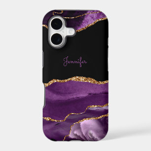 Modern Purple Lilac Gold Agate Crystal Personalise