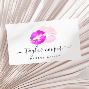 Modern purple lips makeup artist business card