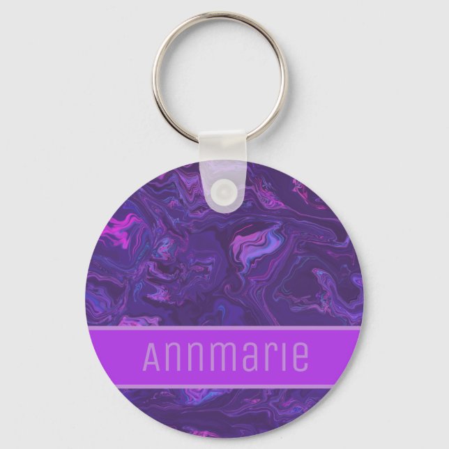 Modern Purple Marble Abstract Key Ring (Front)