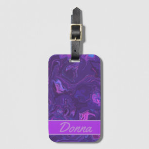 Modern Purple Marble Abstract Luggage Tag