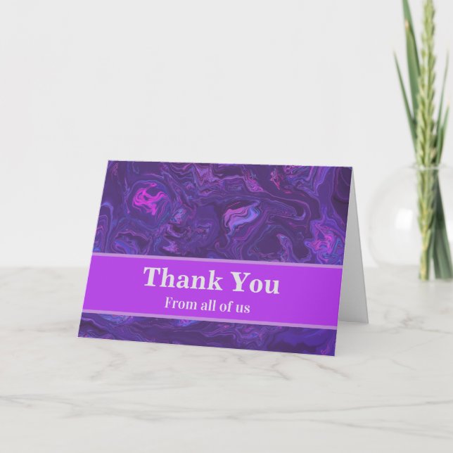 Modern Purple Marble Abstract Thank You Card (Front)