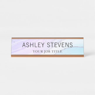 Modern Purple Marble Office Employee Desk Name Plate