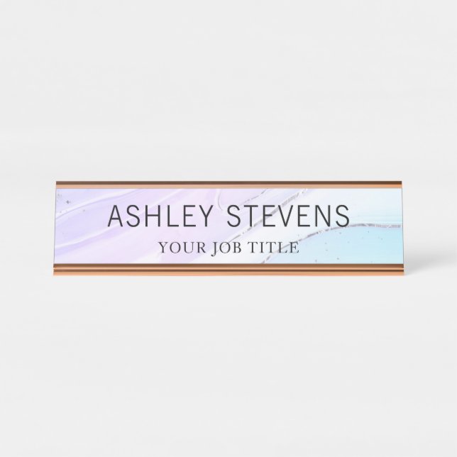 Modern Purple Marble Office Employee Desk Name Plate (Front)