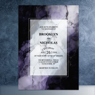 Modern Purple Marble Wedding Invitation