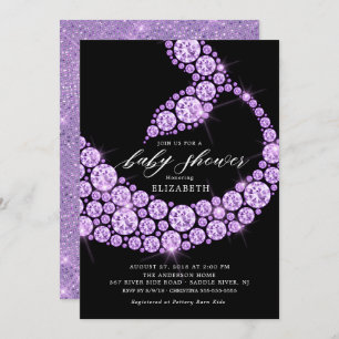 Modern Purple Mermaid Baby Shower Invitation
