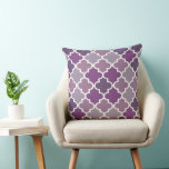 Modern Purple Moroccan Quatrefoil Tile Pattern Cushion<br><div class="desc">Stylish and chic square accent pillow design features a symmetrical Moroccan quatrefoil tile pattern and exotic monochromatic shades of lilac,  plum,  violet purple,  and eggplant purple.</div>