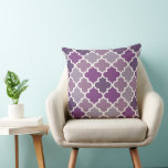 Modern Purple Moroccan Quatrefoil Tile Pattern Cushion<br><div class="desc">Stylish and chic square accent pillow design features a symmetrical Moroccan quatrefoil tile pattern and exotic monochromatic shades of lilac, plum, violet purple, and eggplant purple.</div>