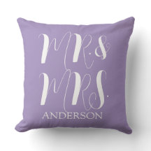Modern Purple Mr and Mrs Script Wedding