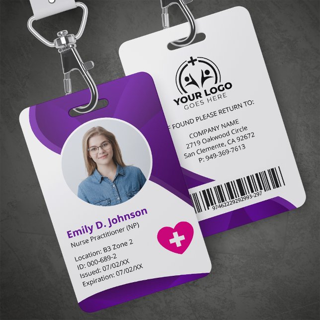 Modern Purple Nurse Practitioner NP ID Badge (Creator Uploaded)