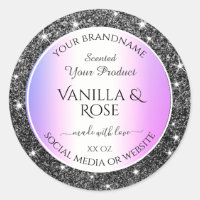 Modern Purple Ombre Silver Glitter Product Labels