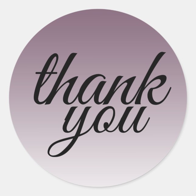 Modern Purple Ombre Thank You Classic Round Sticker (Front)