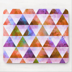 Modern Purple & Orange Geometric Triangle Design Mouse Pad
