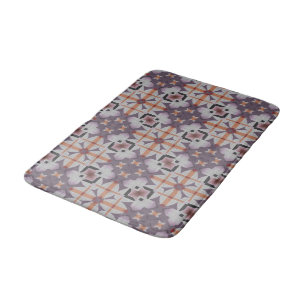Modern Purple Orange Tribal Mosaic Art Pattern Bath Mat