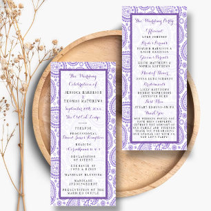 Modern Purple Paisley Wedding Program Rack Card