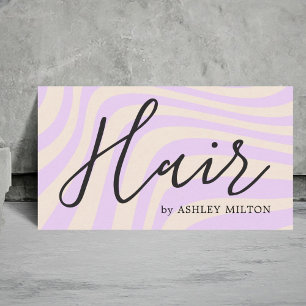 Modern Purple Pastel Abstract Lines Bold Hair Business Card