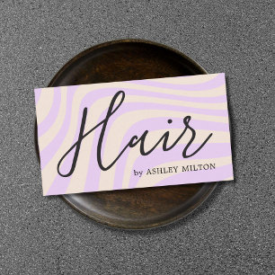Modern Purple Pastel Abstract Lines Bold Hair Business Card