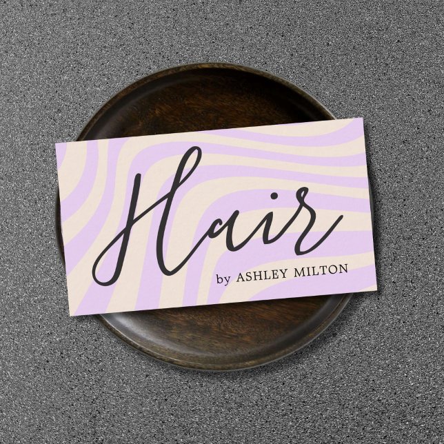Modern Purple Pastel Abstract Lines Bold Hair Business Card (Creator Uploaded)