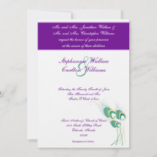 Modern Purple Peacock Wedding Invitation