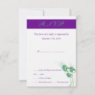 Modern Purple Peacock Wedding RSVP Cards