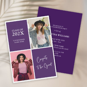 Modern Purple Photo 2024 Graduation Party Invitation