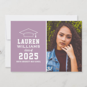 Modern Purple Photo Graduation Party Invitation