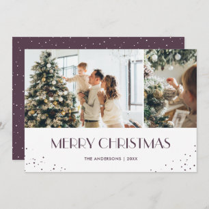 Modern Purple Photo Merry Christmas Holiday Card
