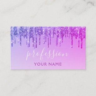 Modern Purple Pink Glitter Sparkle Hair Makeup Business Card